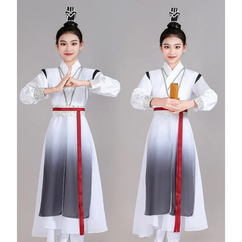 

Детские танцевальные костюмы для мальчиков и девочек, сценические костюмы Hanfu для чернильной стирки и классические танцевальные костюмы