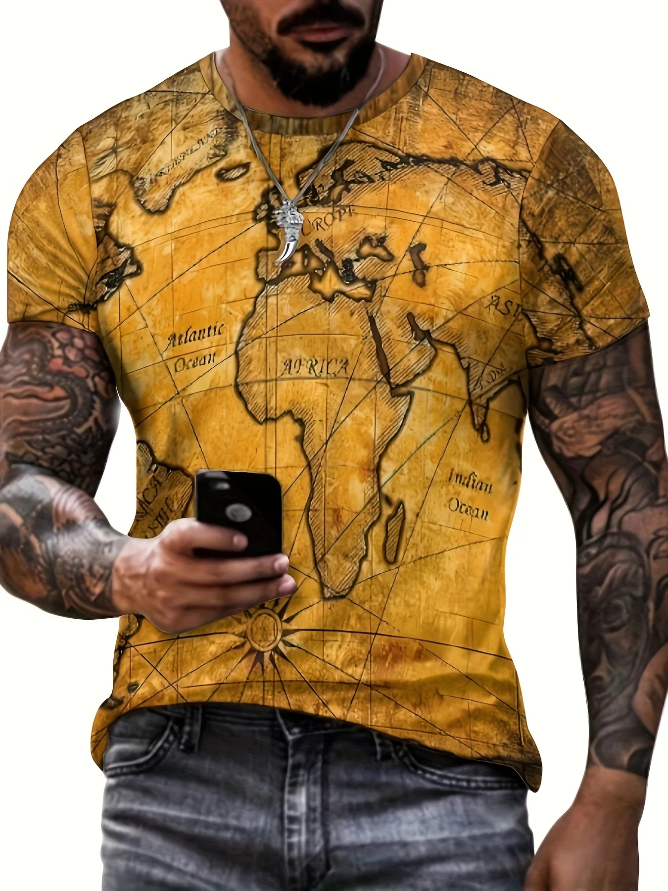 Fashion New Green Camo Pattern Design Crew Neck Short Sleeve T-shirt For Men Casual Summer T-shirt Daily Wear Comfort Tops