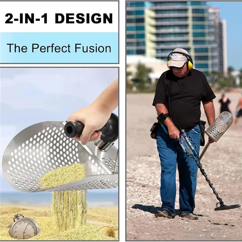 

AA21-Metal Detector Beach Sand Scoop Shovel Sifter Stainless Steel Metal Detecting Tool