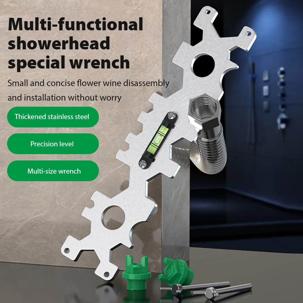 For Bathroom Pipe Installation Repair Tool 15 In 1 Multifunctional Plumbing Wrench With Leveler Adjustable Spanner