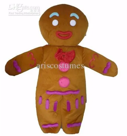 New Adult Character Gingerbread Man Halloween Christmas Dress Full Body Props Outfit Mascot Costume