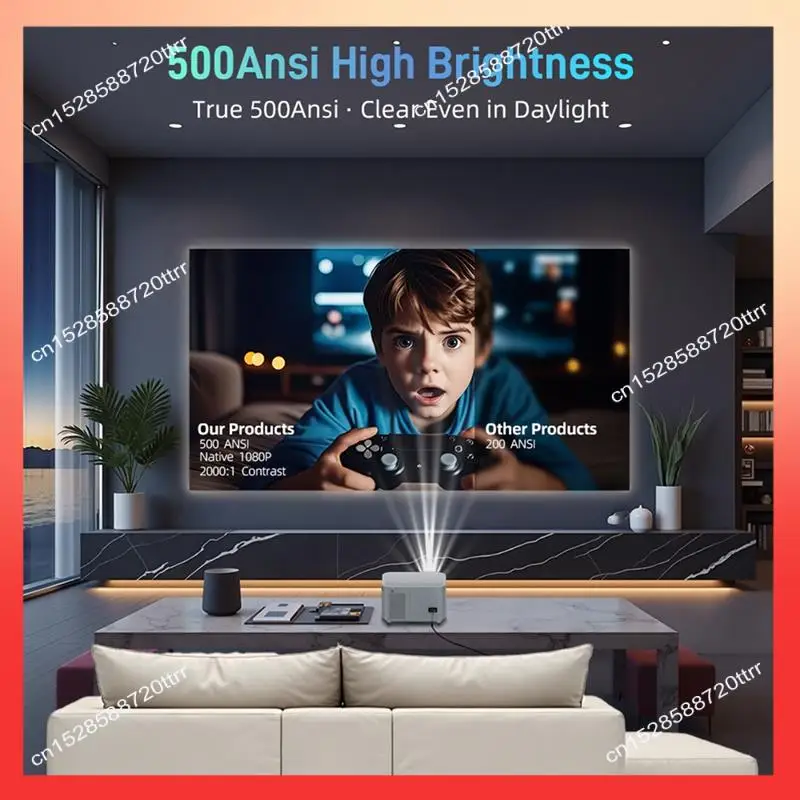 جهاز عرض ذكي ABNR 4K 1080P Ultra HD التركيز التلقائي Android 13 Wifi 6 مثالي للسينما المنزلية والخارجية بقابس أمريكي