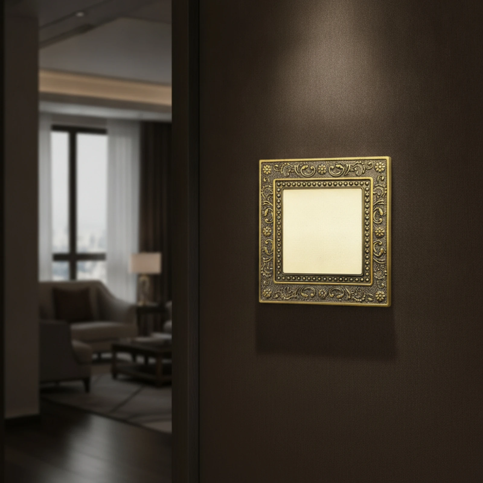 Blank Wall Panel Metal-Like Blank Faceplate Outlet Cover Plate Gold-Toned Hardware Easy Installation for Interior Designers