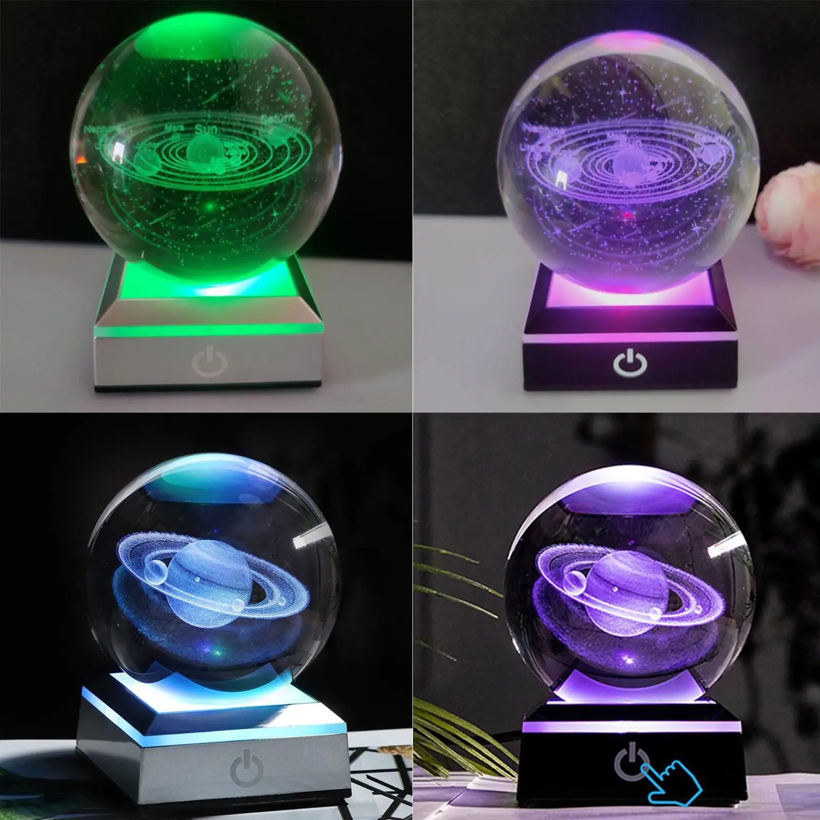 8cm 3D Galaxy Crystal Ball with LED Lamp Base Gifts for Home Decoration