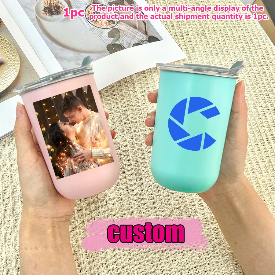1pc 10oz Custom Photo Stainless Steel Water Cup, Outdoor Travel Mouthwash Cup, Stainless Steel Coffee Mug, Christmas Decoration view 4