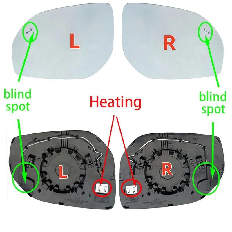 For Hyundai SANTA FE 2015 2016 2017 2018 Side Mirror Replacement Lens Blind Spot Heating White Glass Waterproof Anti-Fog Lens