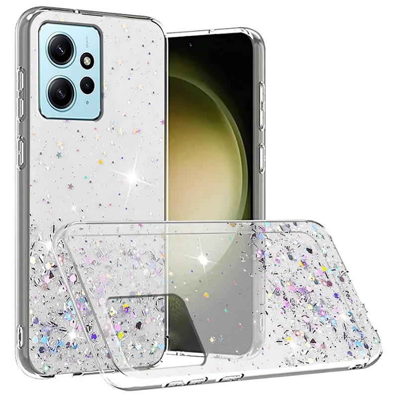 Luxury Glitter Silicone Case For Xiaomi Redmi Note 13 12 11 Pro Plus 10 9 8 7 Pro Cover For Redmi Note 11T 11S 10T 9S 8T Funda