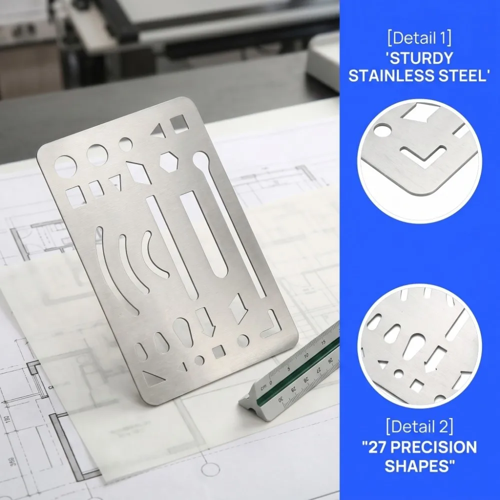 10PCS 27 Holes Erasing Shield Multi-shape Stainless Steel/Transparent Plastic/Orange Plastic Drawing Template Multipurpose