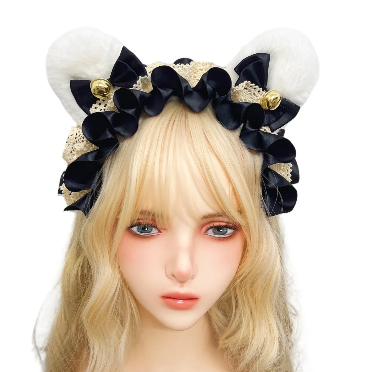 Cat Fox Fur Ear Bell Hair Hoops, Faixa de cabelo, Beautiful Masquerade, Halloween Girls Party Headwear, Acessórios Cosplay