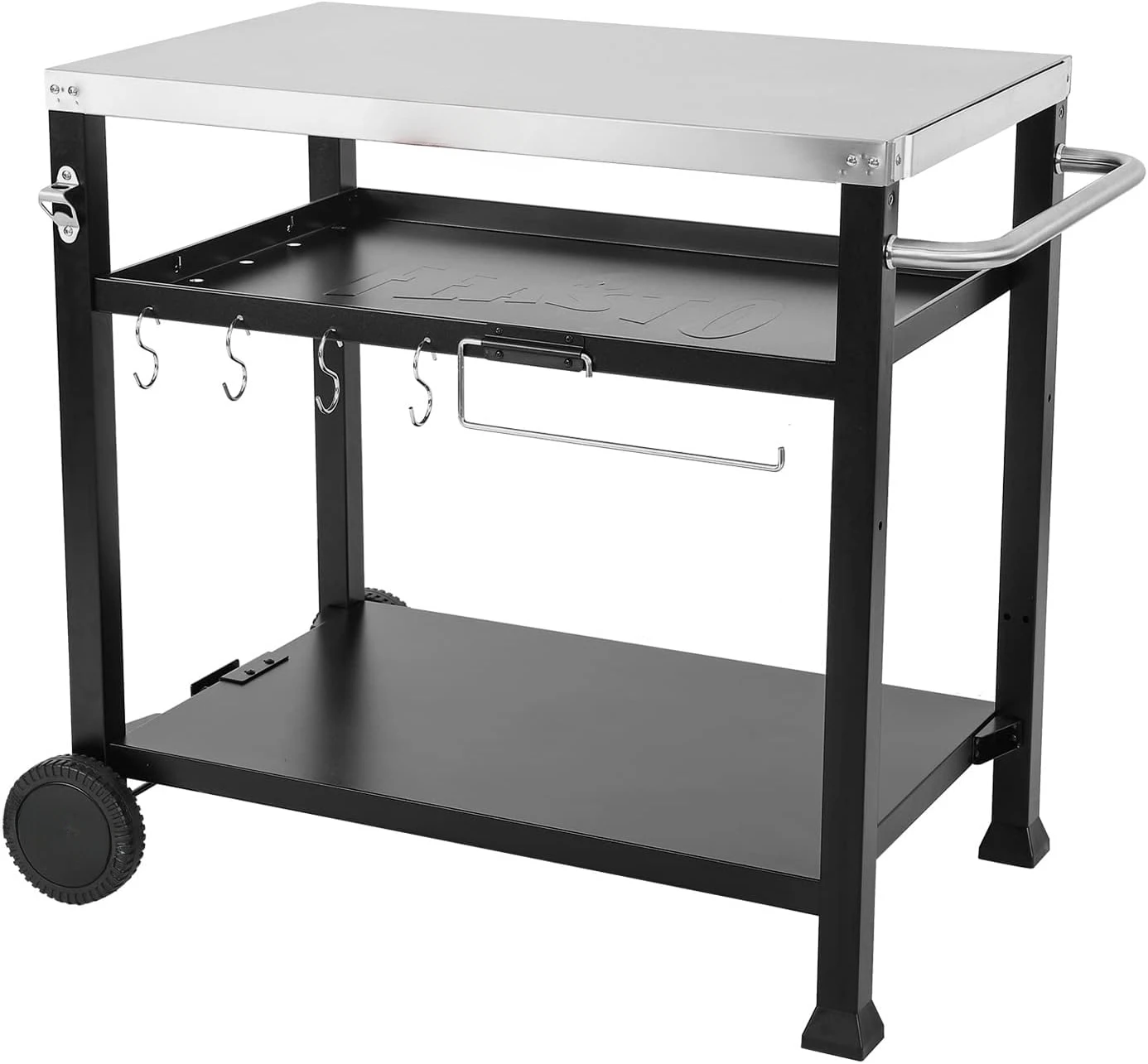 3-Shelf Outdoor Grill Table, Grill Cart Pizza Oven Table for Outside, Movable Prep Cart, Indoor & Outdoor Cooking Station