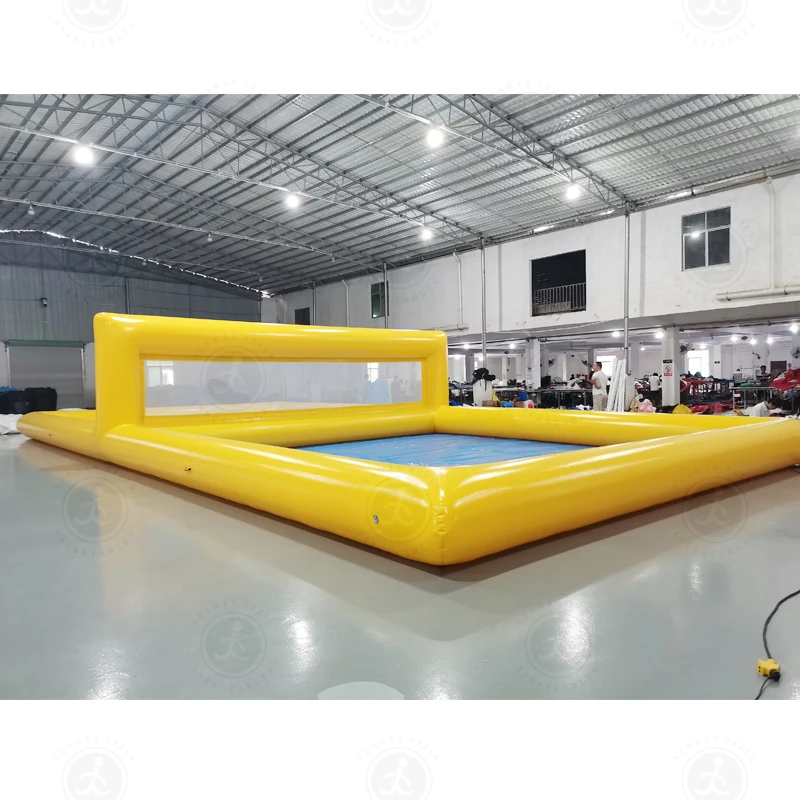 Large Inflatable Volleyball Court Pool with Net, Water Polo Field Games, Outdoor Aqua Voll Games