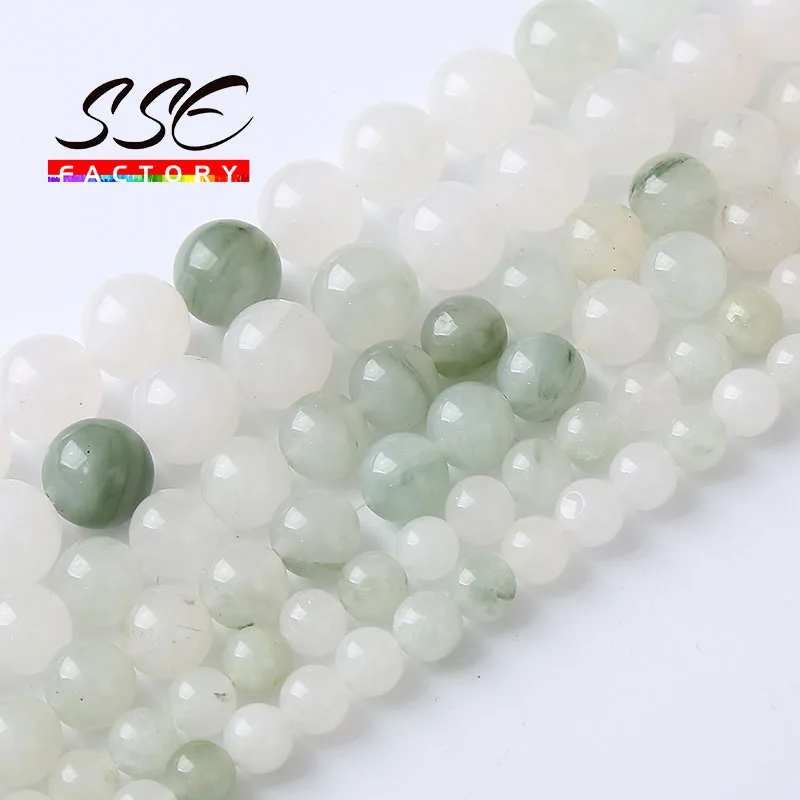 Natural Green Emerald Jades Stone Beads Round Crystal Energy Healing Power Beads For Jewelry Making DIY Bracelets 6 8 10mm 15