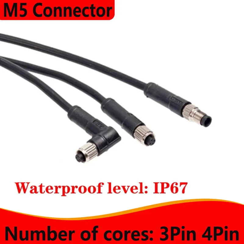 

M5 3Pin 4Pin Waterproof IP67 Male Female Mobile Aviation Plug With 1m 2m 3m 5m 8m 10m 15m Cable Screw Thread Locking Connector