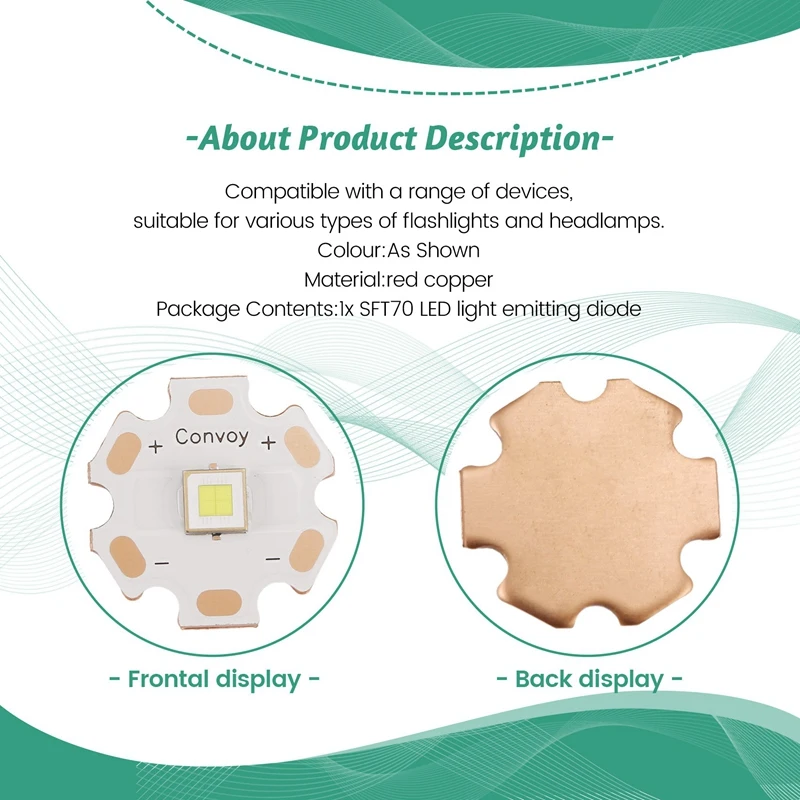 A76X-SFT70 LED,6500K Light Emitting Diode Efficient Lighting For Flashlights Headlamps & More With 20Mm Copper PCB