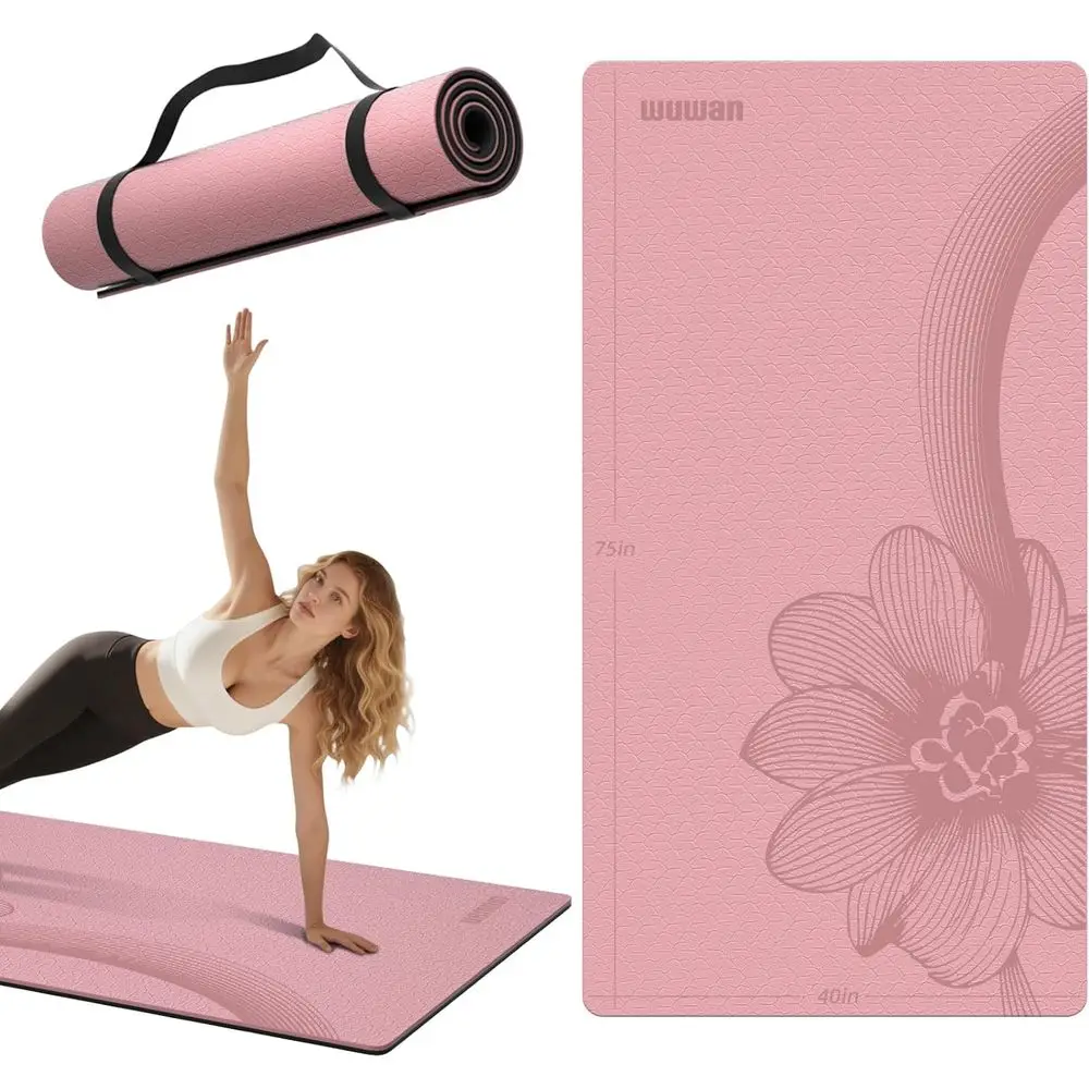 

Extra Thick & Wide Yoga Mat 76x40x10mm - TPE, Non-Slip, Carrying Strap, Suitable for Men & Women, Pilates, Stretching, Workouts