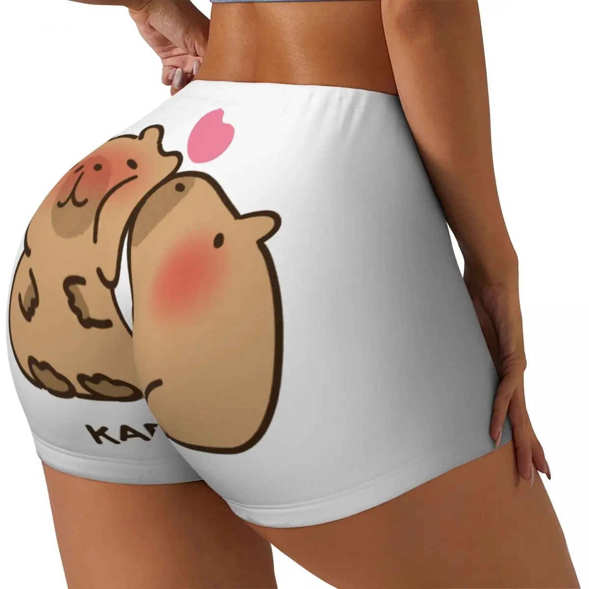 Custom Capybara Couple Kiss Gym Volleyball Biker Shorts Women Workout Yoga Shorts