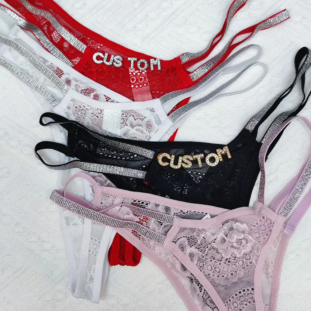 Personalized Name Thong Sexy Wife Low Waist Chain Jewelry Underwear Custom String Lace Panties Fashion Lingerie Gift