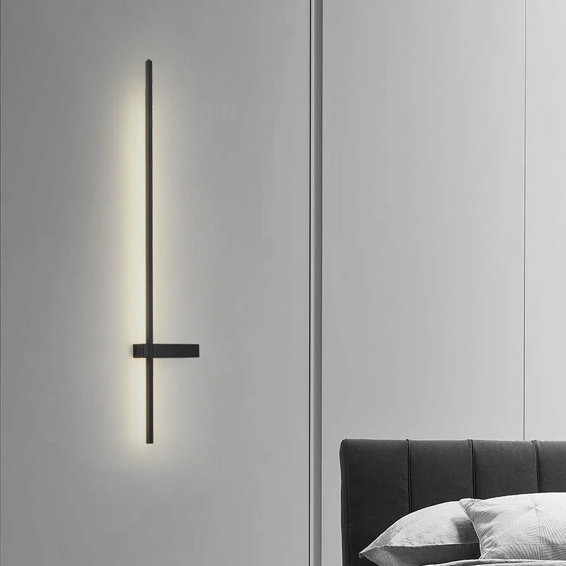 

Led Wall Lamp Long Strip Minimalism Wall Lights Black Gold For Staircase Corridor Balcony Bedside Lustre Home Indoor Lighting