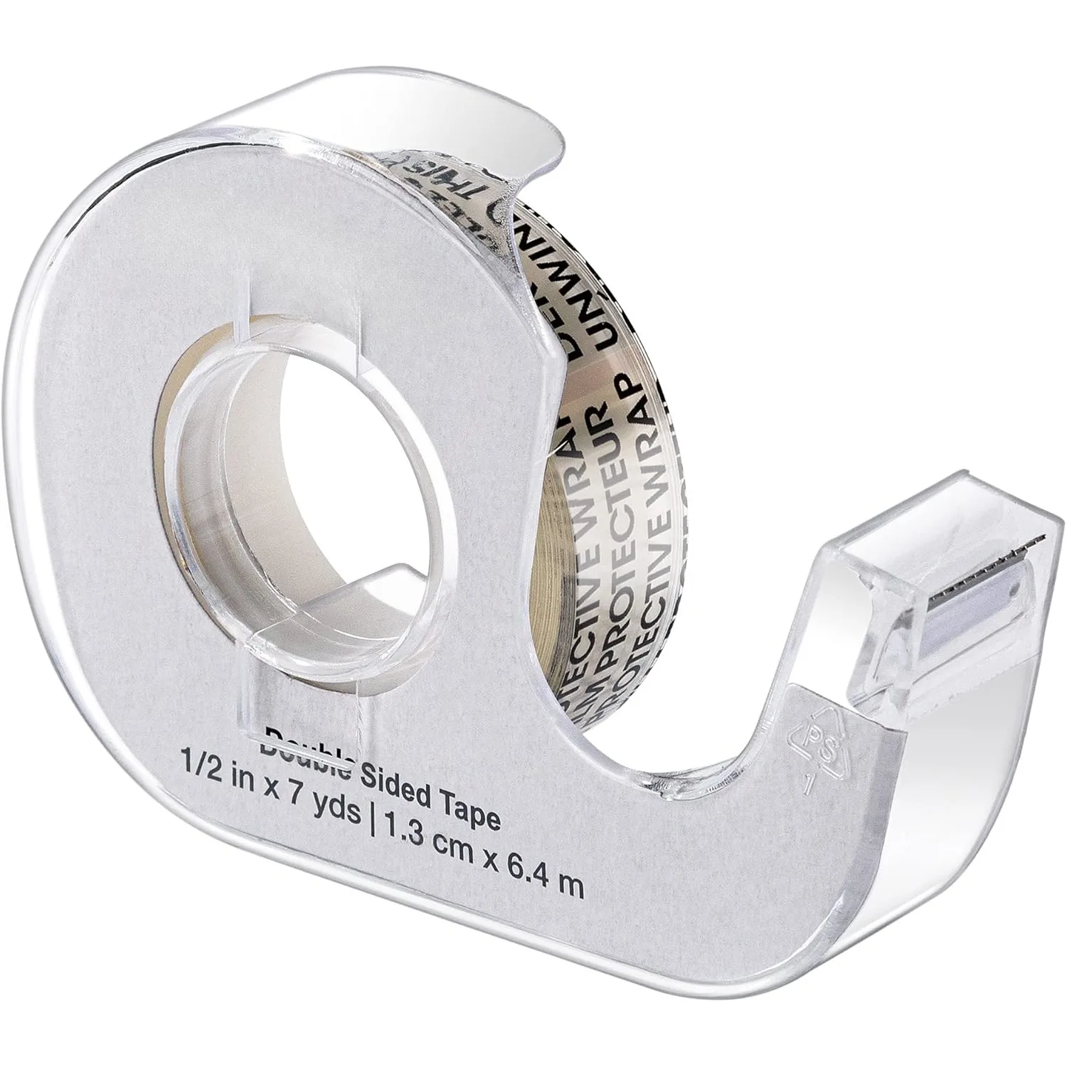 Double-sided refillable permanent tape with dispenser, narrow width, 1/2 x 252 inches, 3 packs, translucent