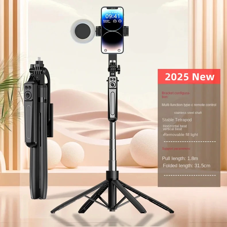 FANGTUOSI Neue 180 cm kabellose Selfie-Stick-Halterungen mit Telefonhalter, Stativ für Smartphone, Kameraständer mit Bluetooth-Auslöser 6