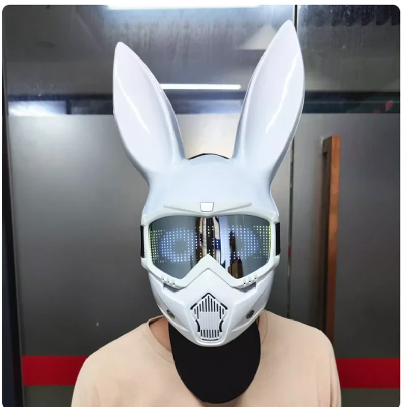 

Маскарадная LED-маска для Хэллоуина с Bluetooth-управлением и подсветкой, в стиле кролика-девочки, для детей, мужчин и женщин