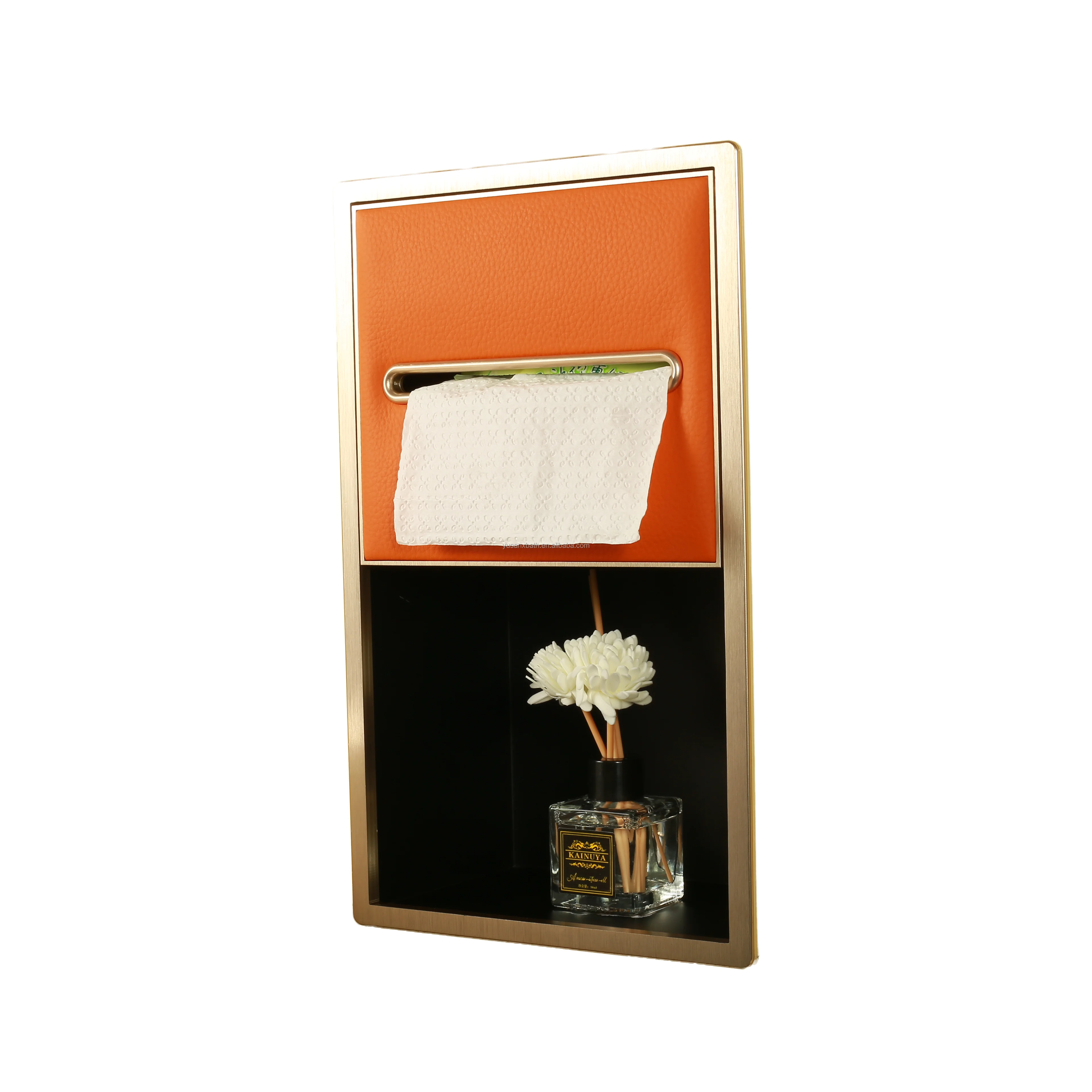 Wall Mounted Tissue Holder, Stainless Steel Aluminum Alloy Box for Bathroom Shower Niche