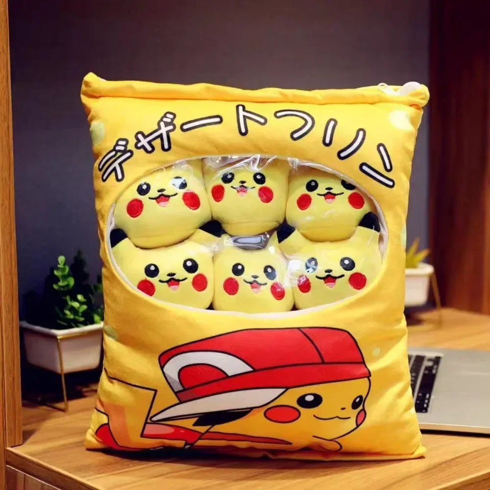 Popular Pokémon Pikachu Eevee Anime Short Plush Cute Cartoon Pillowcase Home Sofa Office Cushion Pillow Cushion Cover Wholesale