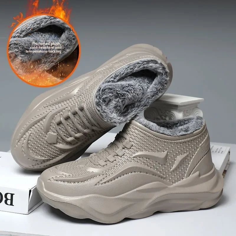 2026 Men's Winter Snow Boots, Warm Fleece Lined Thickened Cotton Shoes, Anti-Slip High Top Outdoor Waterproof Boots