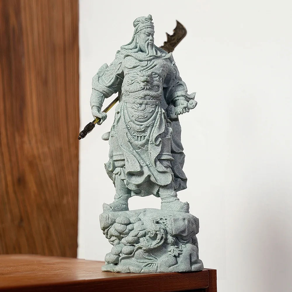 Guan Yu Statue Chinese Warrior God of Loyalty Wealth Handcrafted Resin Sculpture for Home  Business Success Decor Protectio Gift