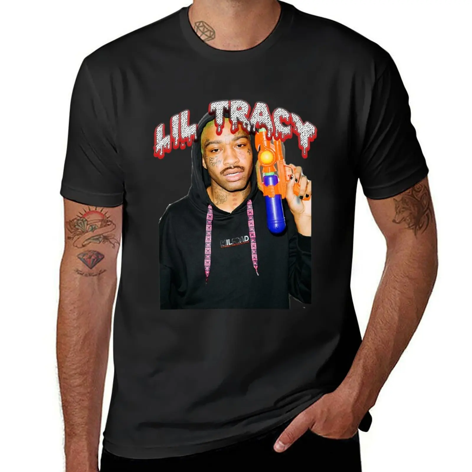 lil tracy T-Shirt korean fashion tees T-shirts for men cotton