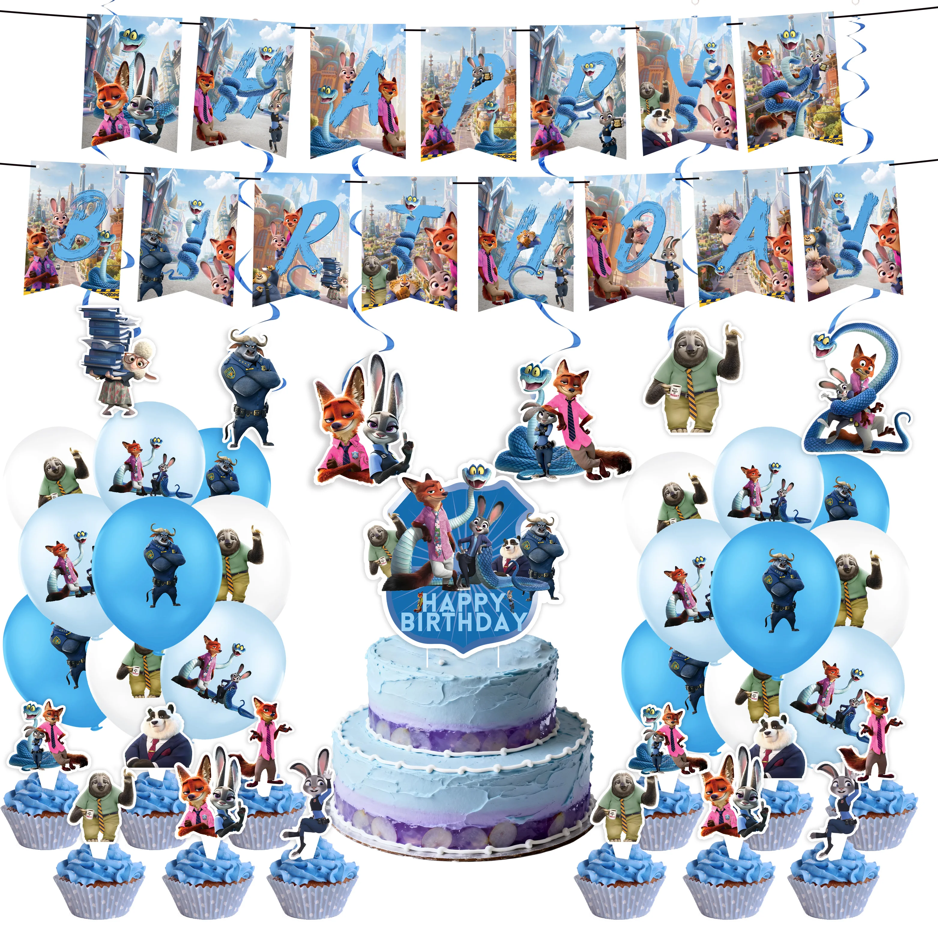 

Cartoon Zootopia2 Birthday Decoration Zootopia Theme Banner Cake Decoration Balloon Gift Bag Boy Girl Birthday Gift Baby Shower