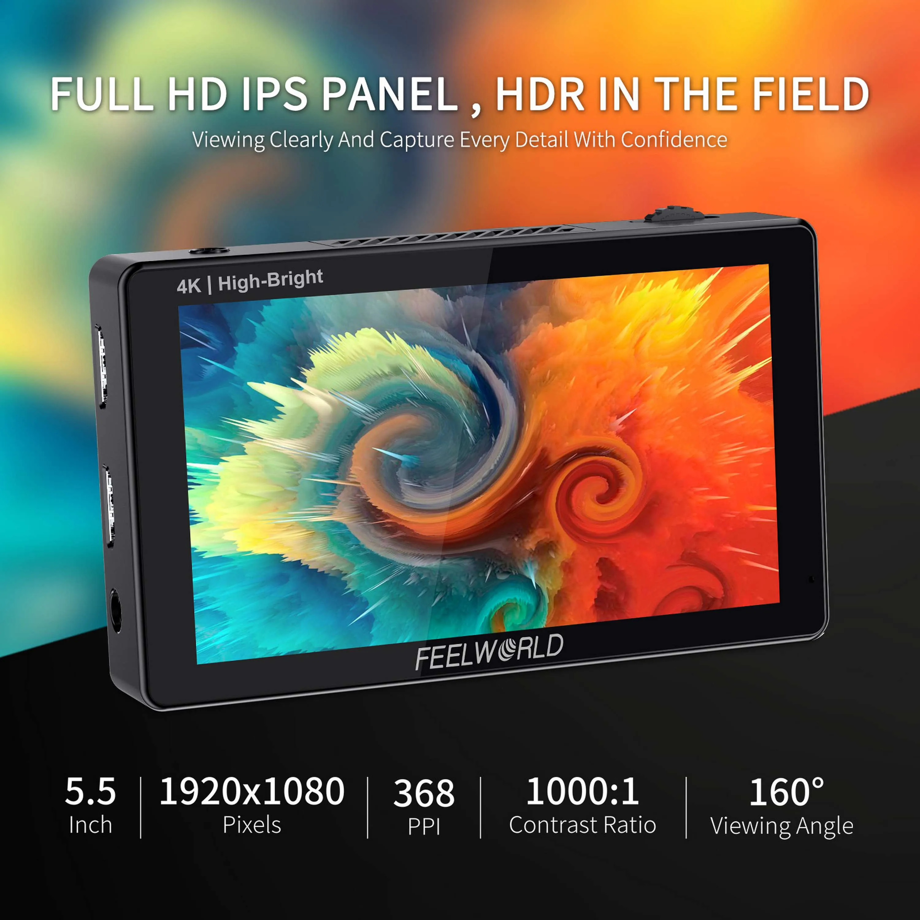 شاشة كاميرا Feelworld LUT5E مقاس 5.5 بوصة 1600nit فائقة السطوع تعمل باللمس DSLR مع مجموعة طاقة F970 4K HDMI IPS لوحة شعار مخصص #2