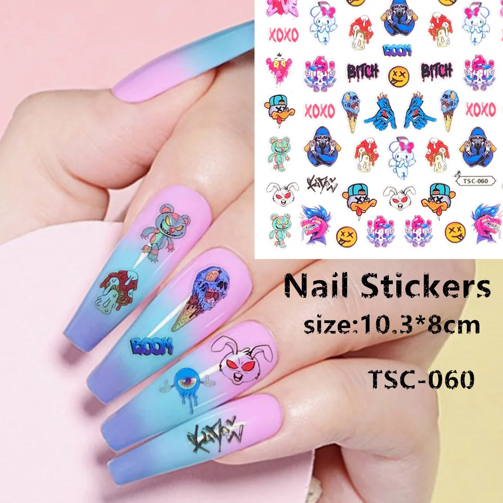 

TSC series TSC-060 series 3D Back glue Self-adhesive Nail art Nail sticker decoration tool Sliders For Nail Decals