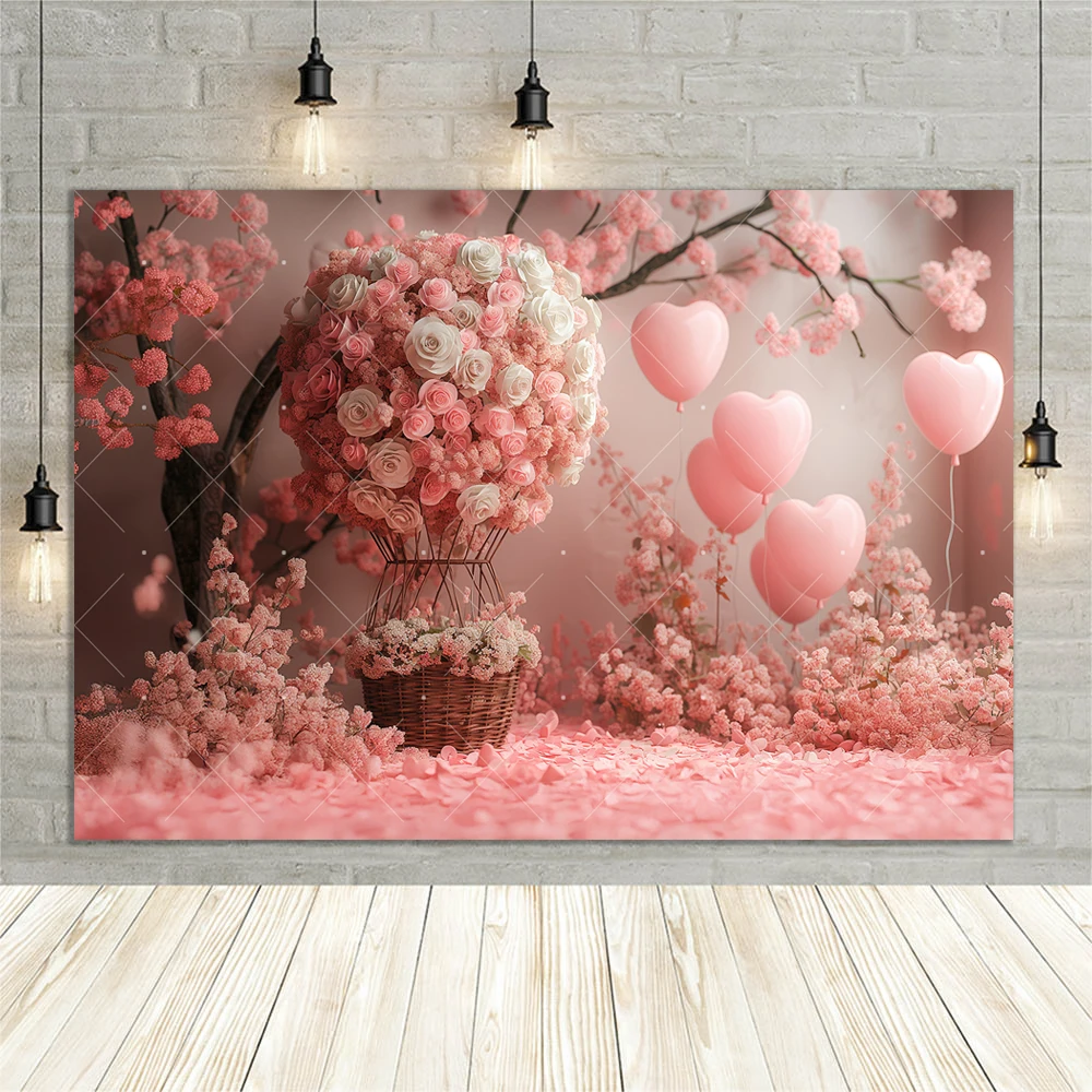 Valentine's Day photography background custom pink love rose balloon house backdrop couple portrait room decoration photo props