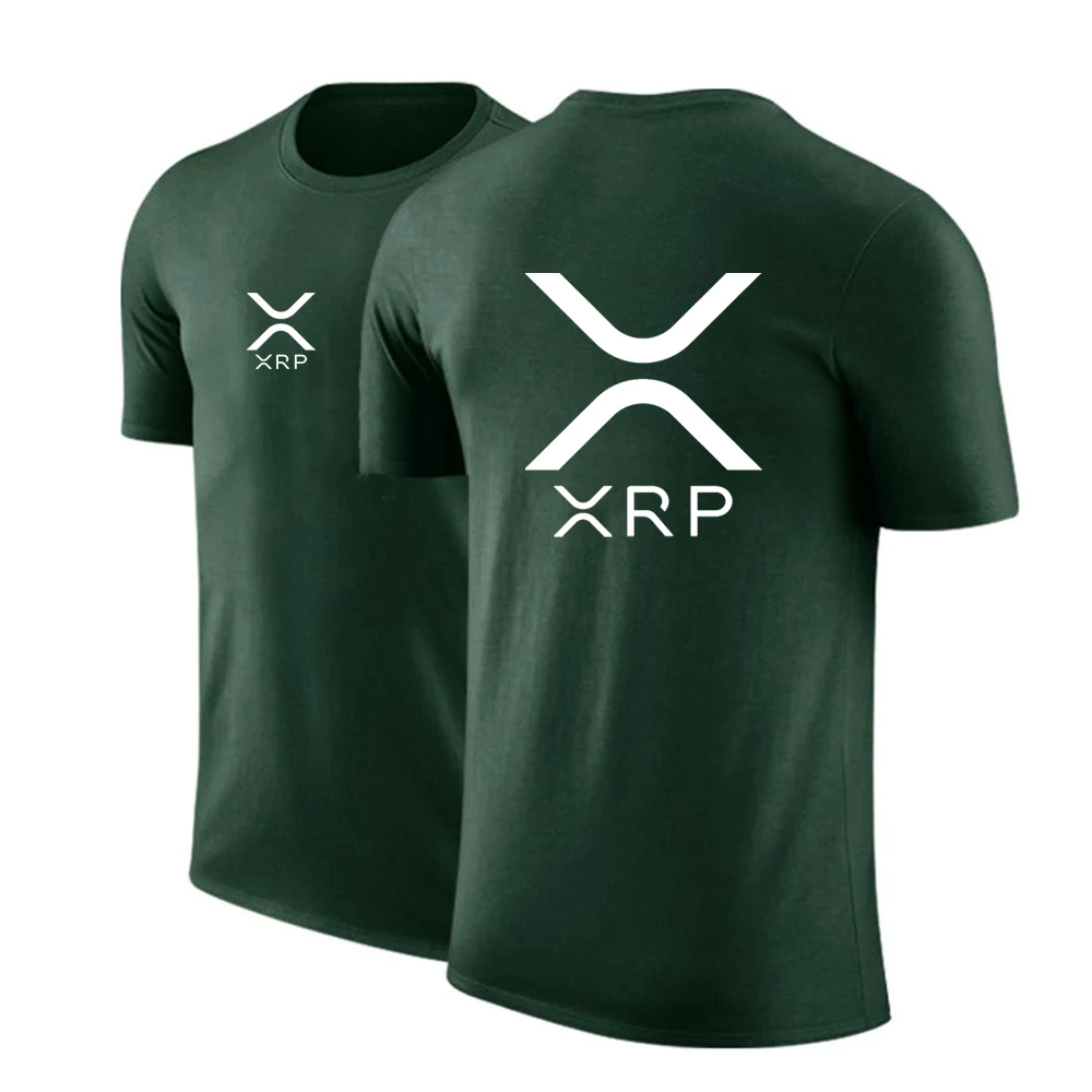 2025 تموج العملة المشفرة XRP جديد الرجال الصيف الجولة الرقبة العادية تي شيرتات قصيرة الاكمام الطباعة نوعية جيدة بلوزات مريحة
