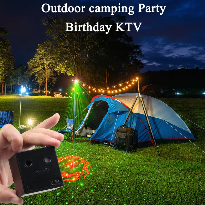 Rechargeable Battery R&G Laser Projector Disco DJ Light 64 Patterns Dance Bar Party Car Effect Christmas Decorate Stage Lamp E01