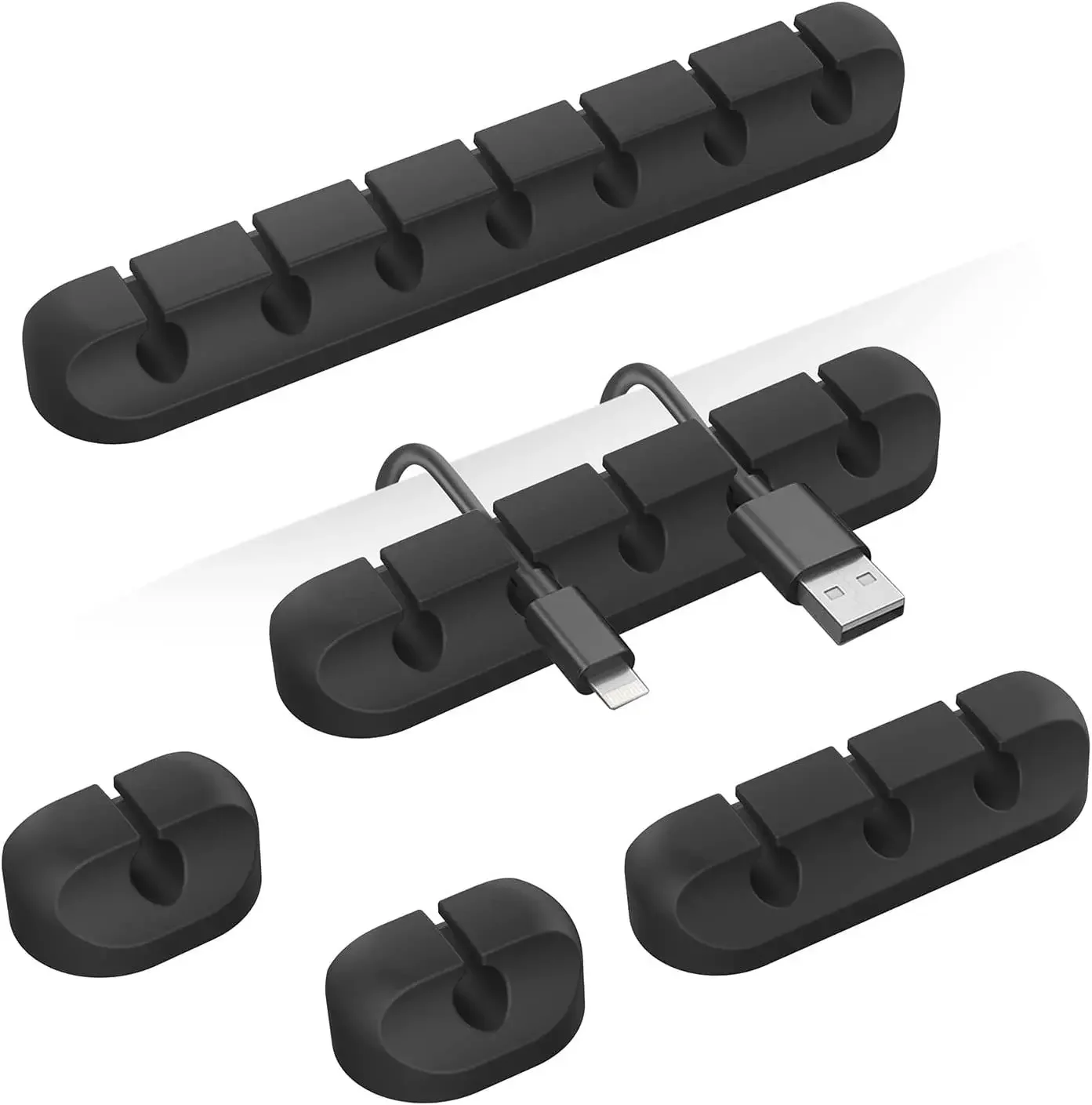 Management Accessories USB Cable Organizer Self-adhesive Fixed Keyboard Fastener Silicone Reusable Cord Reel Clip Plastic Clamp