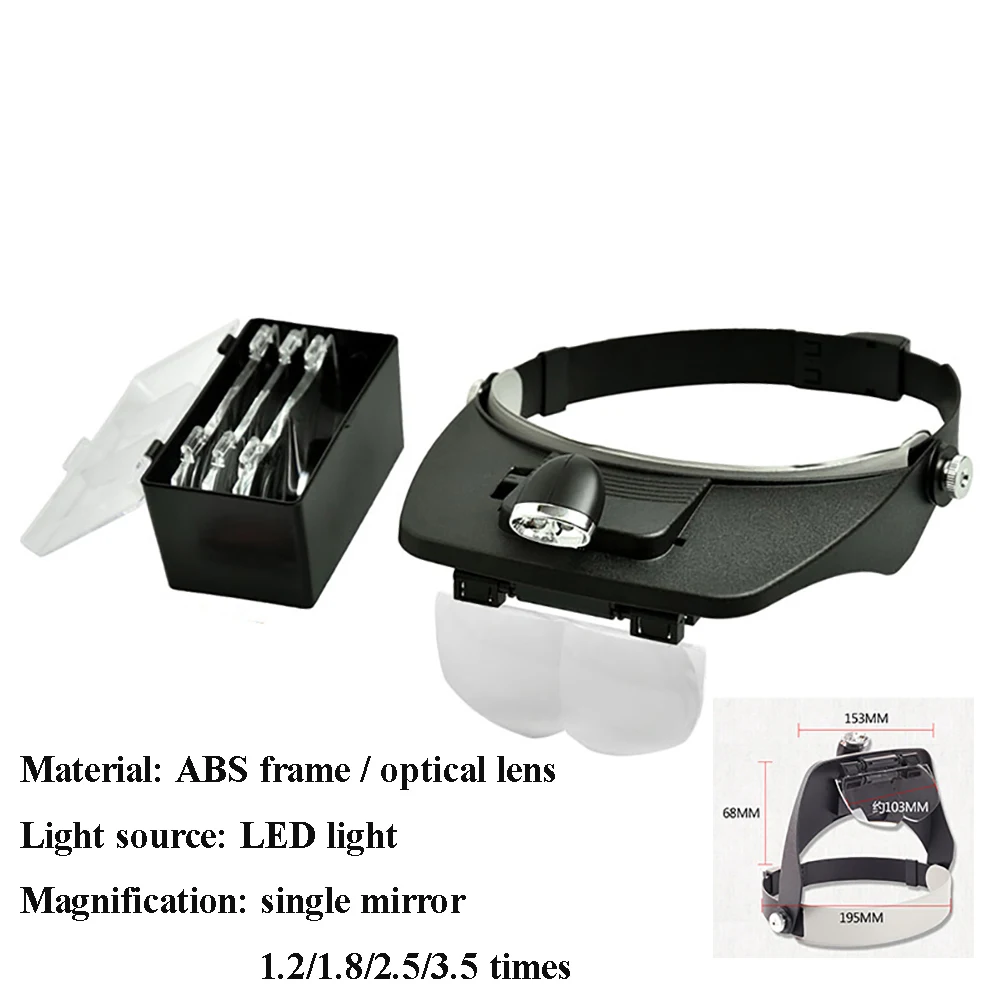 

1PCS Beekeeping Queen Rearing Magnifying Glass LED Light Transfer Graft Larvae Cell Headband Loupe Multiple Magnifier Plastic