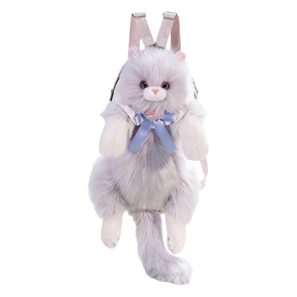 

Модный реалистичный рюкзак-игрушка в виде кошки, мягкий пушистый милый мультяшный рюкзак-кошка для путешествий и хранения