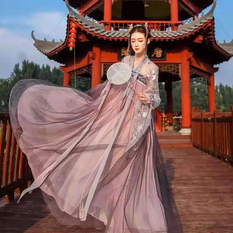 2023 Traditional Women Flower Hanfu Dress Ancient Chinese Costume Beautiful Dance Hanfu Originale Princess Tang Dynasty Robe