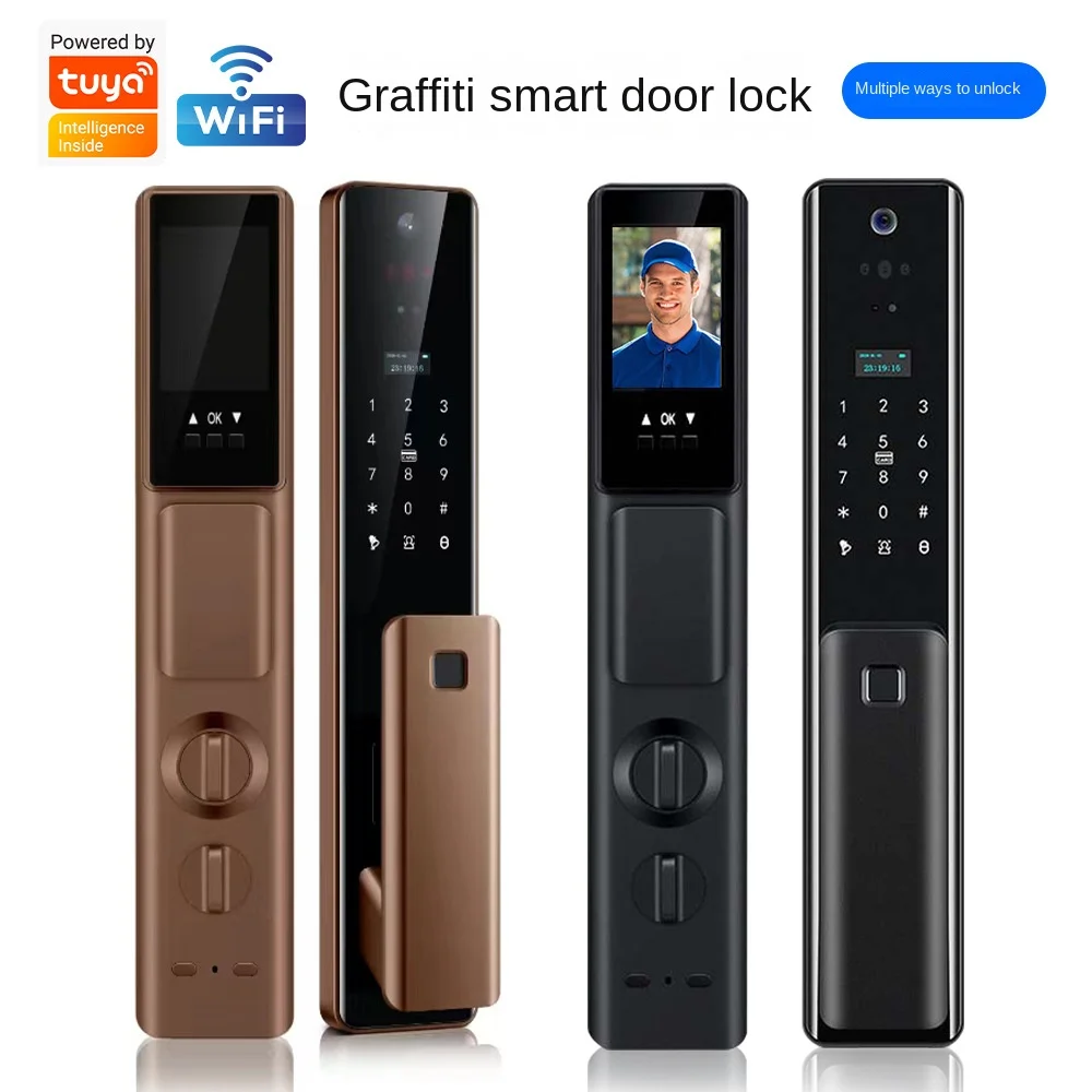 指紋パスワード電子WIFIリモート全自動3D顔認識ビジュアルキャットアイドア