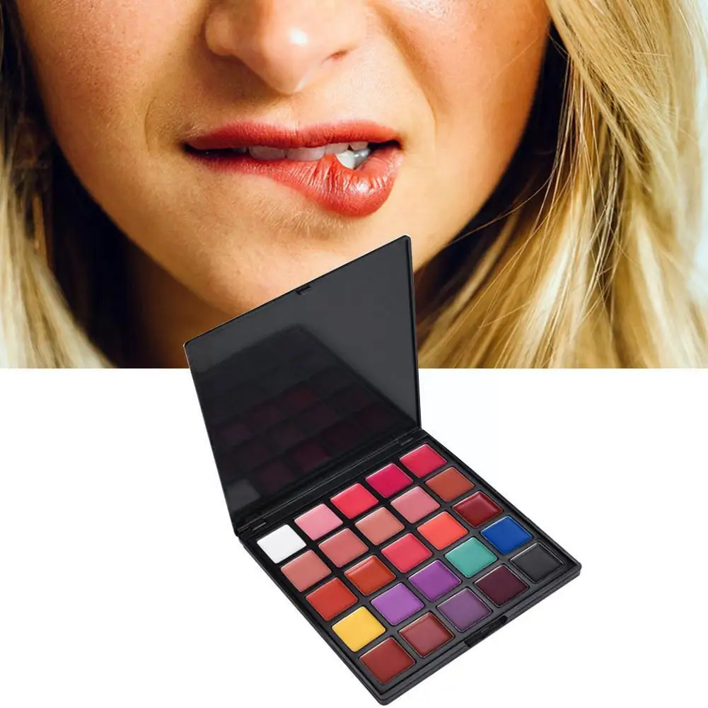 Paleta de lápiz labial mate de 25 colores, resistente al agua, Nude, brillo de labios, sombra de ojos, crema hidratante, maquillaje O6m4