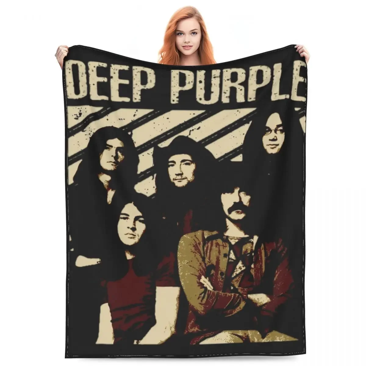 Multifunction Deep Purple Rock Band Blanket Merch Bed Decorative Heavy Metal Blanket Throw Ultra-Soft Velvet for Office