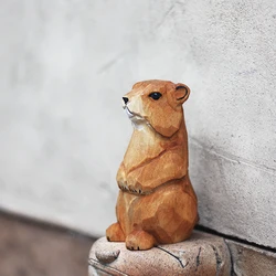 Handmade woodcarving marmot ornaments solid wood marmots animal desktop decoration wood crafts