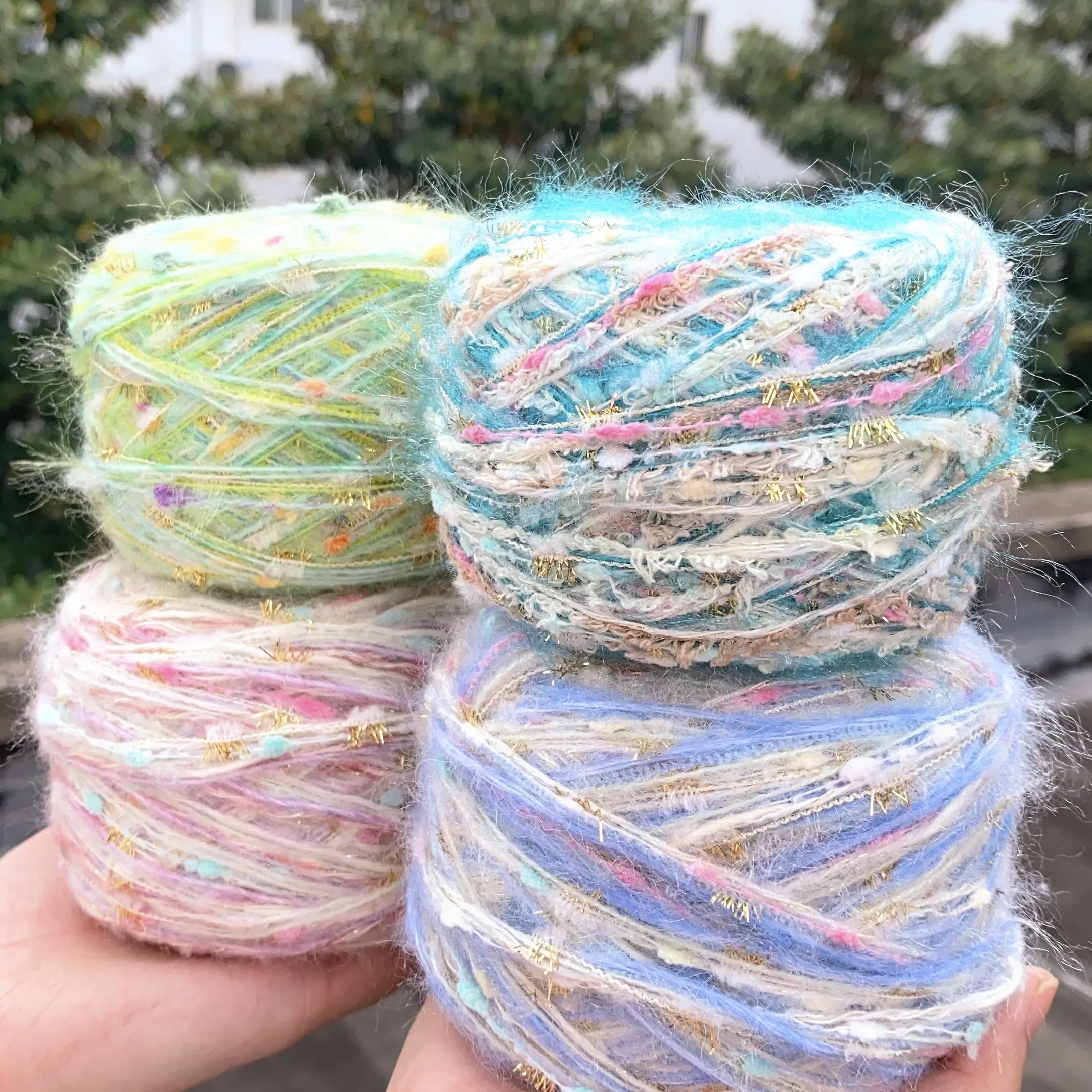 Neon Summer Handmixed Yarn Multi color Soft Various DIY Bag Yarn Hand Mixed Line for Crochet Sweater Hat Dolls 80G