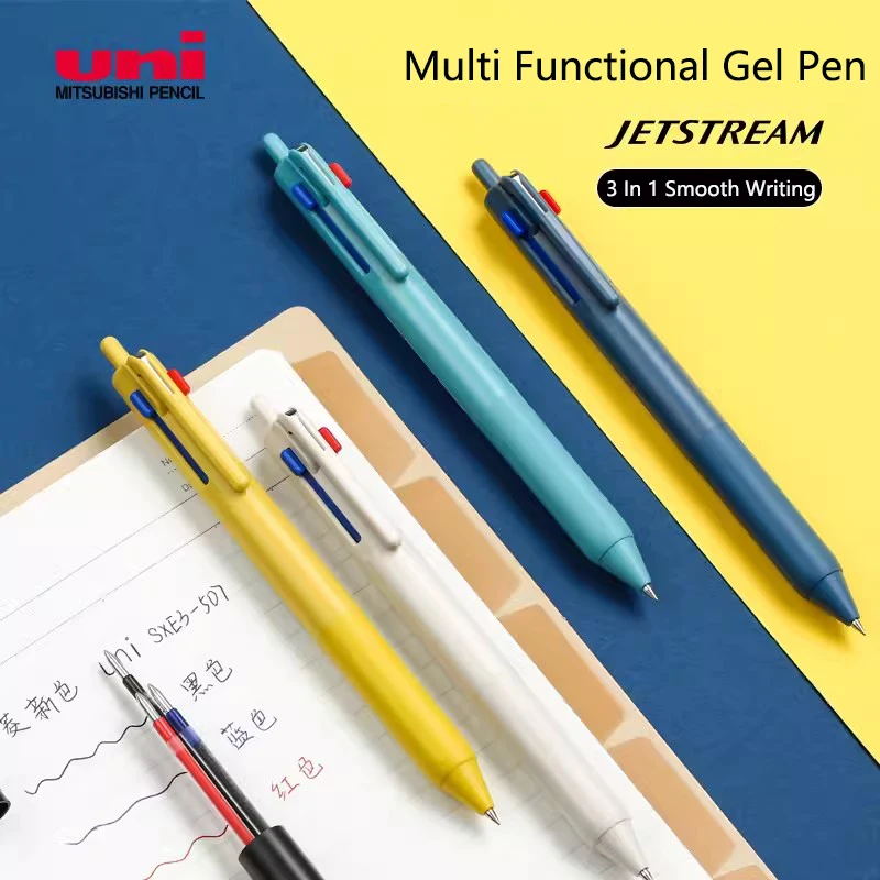 UNI 3 in1 Multifunctional Stationery Color Gel Pens Ballpoint Pen 0.5/0.7MM канцелярия for Student Business Office Signature