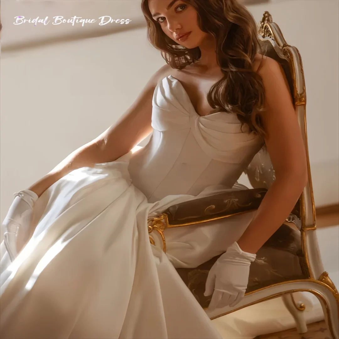 Aangepaste elegante a-lijn off-shoulder backless v-hals bruiloft feestjurk lieverd bruidsjurken prinses trouwjurk