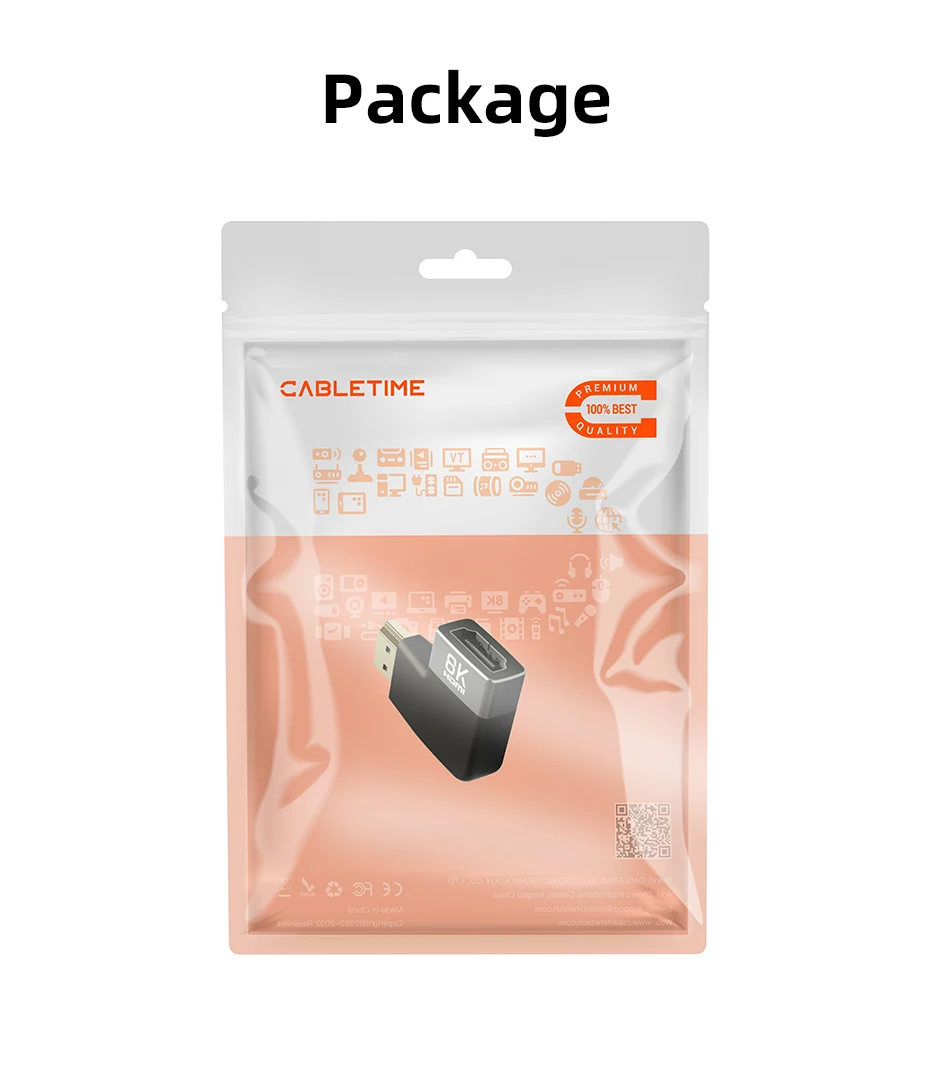 CABLETIME 8K HDMI Adapter Stecker auf Buchse Konverter Adapter UHD2.1 Unterstützung 8K HDMI 2.1 4K 120Hz 48Gbps für HDTV Laptop PS5 – Detail 19