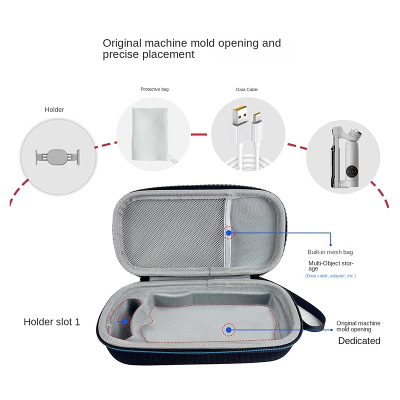 1 Piece Protective Case Anti-Stress Shockproof Case With Storage Mesh Bag For Insta360 Flow AI-Powered Phone Stabilizer