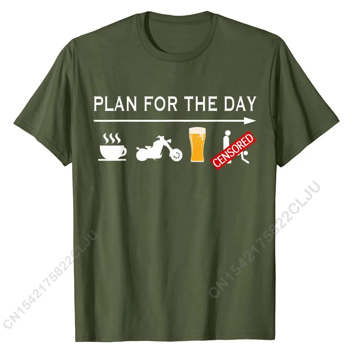 Motorcycle Biker T-Shirt Men Plan For The Day Adult Humor Tee Comics Cotton Student T Shirt Printing Fashionable Top T-shirts